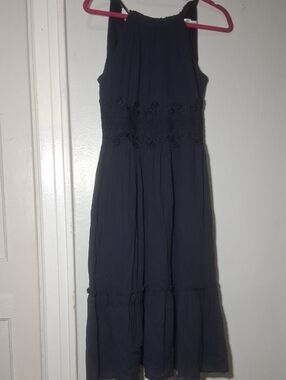 Eliza J Navy Sleeveless Eyelet Waist Maxi Dress